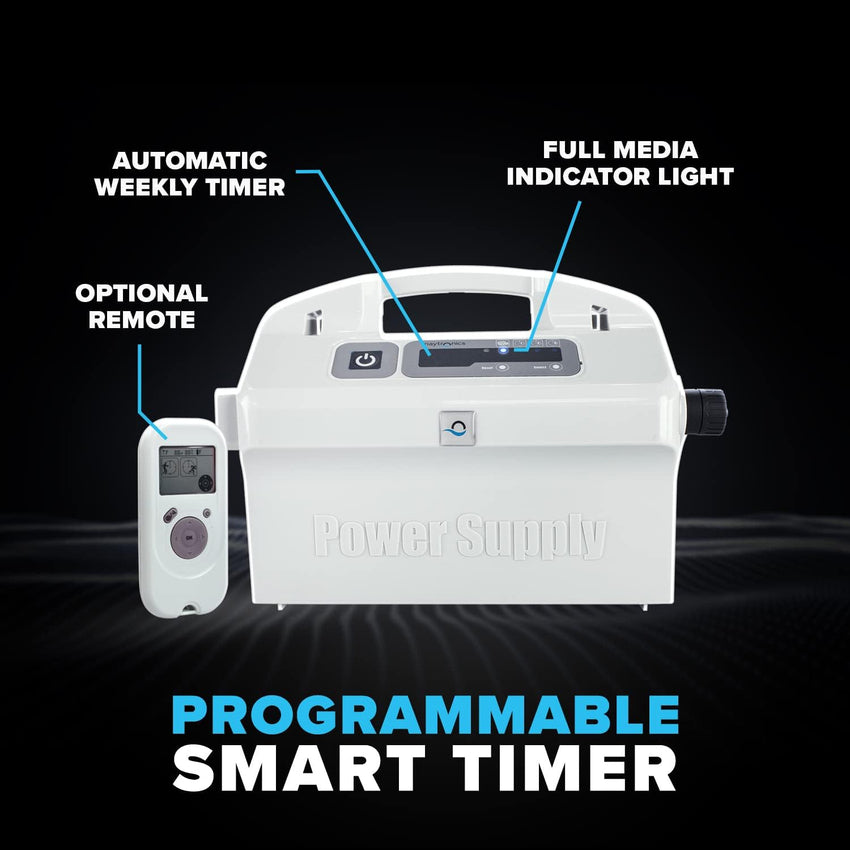 Robotic Pool Cleaner (2024 Model) with Multimedia. Oversized Leaf Bag. Standard & Ultrafine Filters. Weekly Timer. Waterline Cleaning & More — for In-ground Swimming Pools up to 50ft