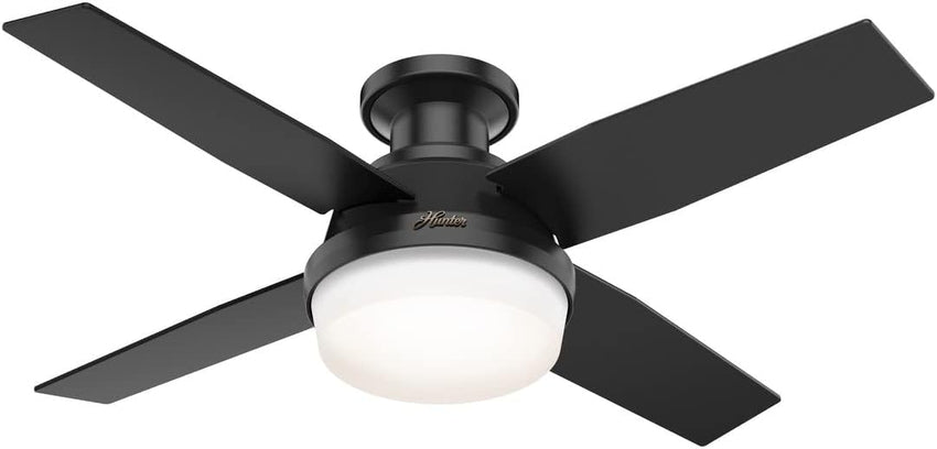 Hunter Fan Company Dempsey Low Profile Indoor / Outdoor Ceiling Fan with LED Light and Remote Control. 44. Matte Nickel