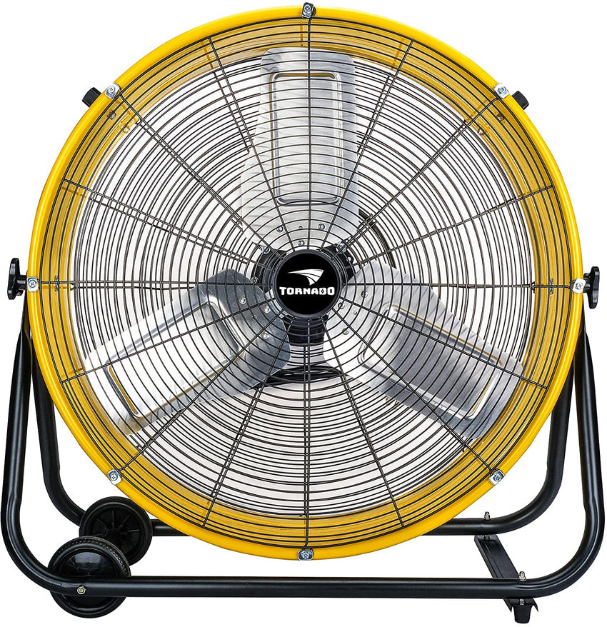Tornado 24 Inch Grade UL Listed High Velocity Movement Heavy Duty Drum 3 Speed Air Circulator Fan 7800 CFM-Industrial. Commercial. Residential. and Greenhouse Use. Yellow