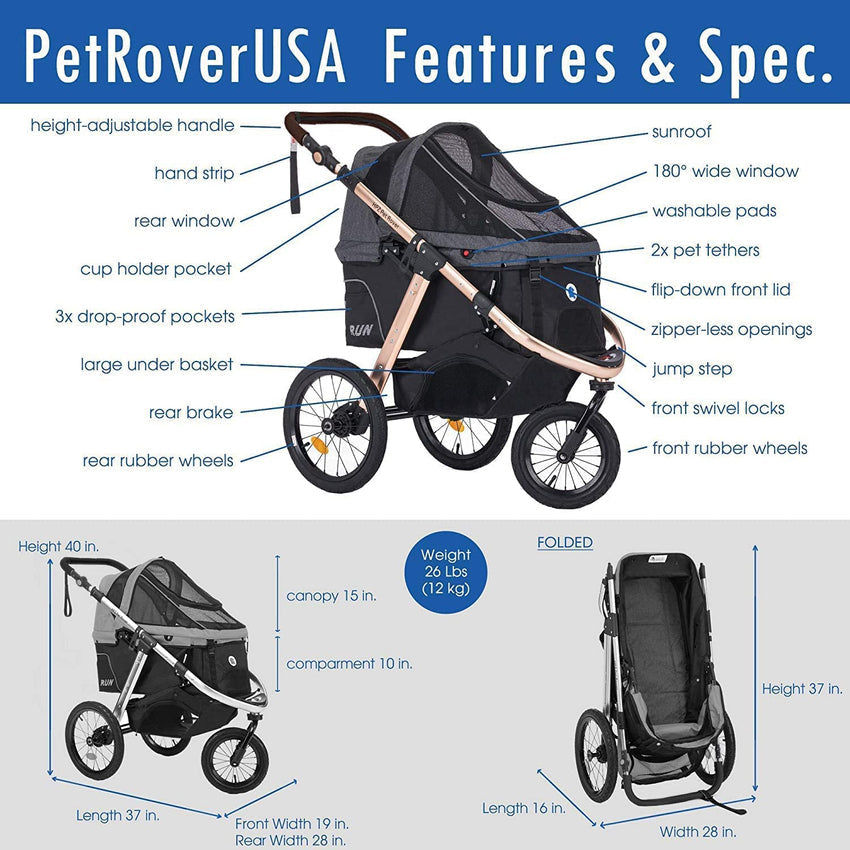 Jogging Sports Stroller with Comfort Rubber Wheels/Zipper-Less Entry/1-Hand Quick Fold/Aluminum Frame for Small/Medium Dogs. Cats and Pets (Green Camo)