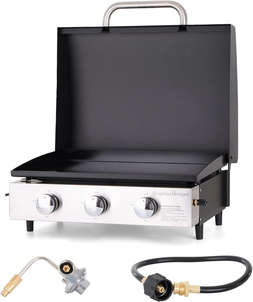 Burner Gas grill with side burner and enameled cast iron grille 42.000BTU outdoor cooking stainless steel propane grill Garden grill. silver