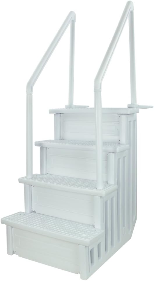 Select Anti-Slip in-Pool Steps | Gray | for Above Ground Swimming Pools | Can Mount to Decks 48 to 54 H | Safety Stairs Capacity Up to 300 lbs