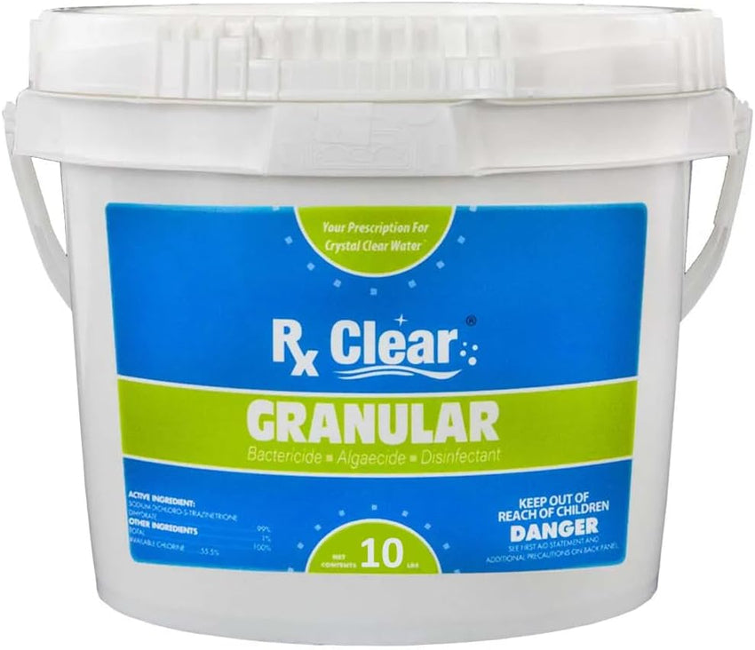 Clear Stabilized Granular Chlorine | One 50-Pound Bucket | Use As Bactericide. Algaecide. and Disinfectant in Swimming Pools and Spas | Fast Dissolving and UV Protected