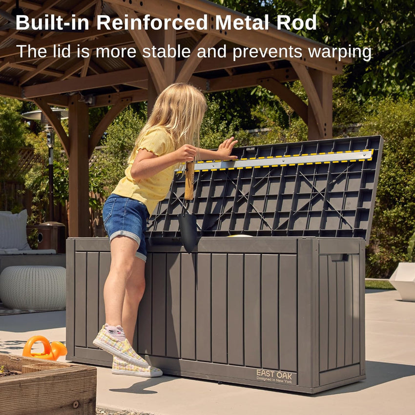230 Gallon Deck Box. Outdoor Storage Box with Padlock