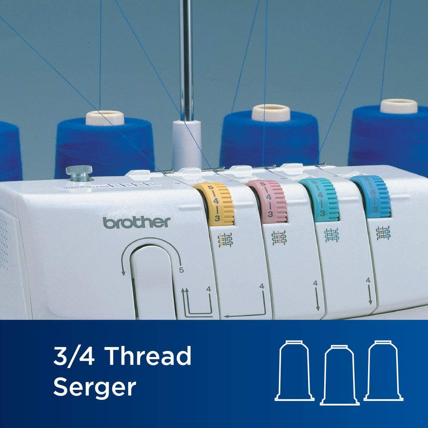 1034D Serger. Heavy-Duty Metal Frame Overlock Machine. 1.300 Stitches Per Minute. Removeable Trim Trap. 3 Included Accessory Feet