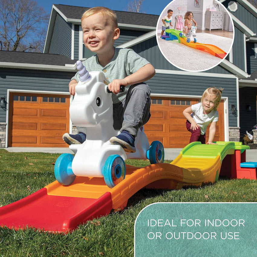 Unicorn Up & Down Roller Coaster Toy for Kids. Ride On Push Car. Indoor/Outdoor Playset. Toddler Ages 2 - 5 years old. Compact Storage. Max Weight 50 lb.. Multicolor