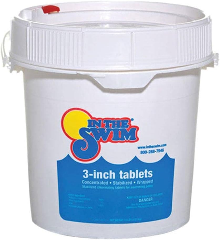 In The Swim 3 Inch Stabilized Chlorine Tablets for Sanitizing Swimming Pools - Individually Wrapped. Slow Dissolving - 90% Available Chlorine - Tri-Chlor - 50 Pounds