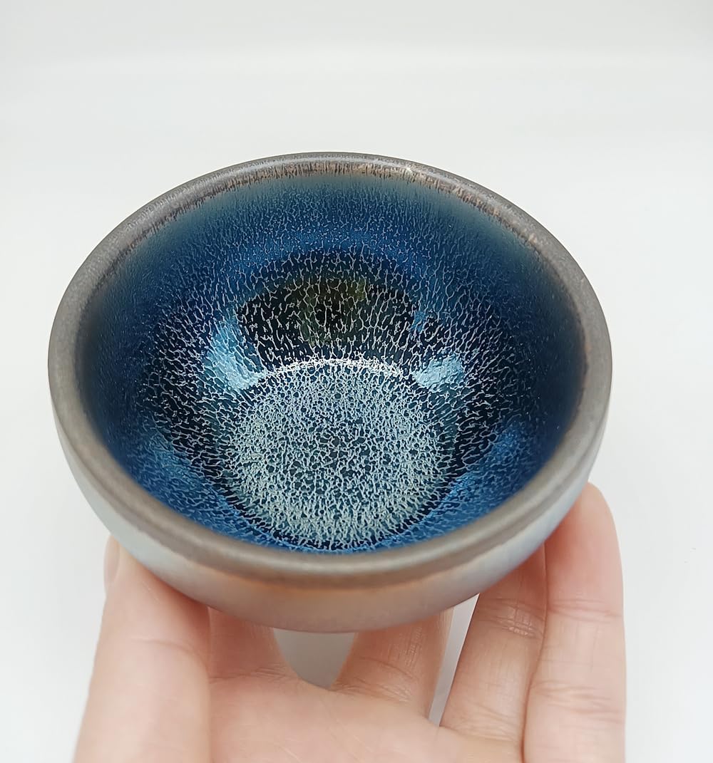 Apingjenz Tenmokus Tea Cup Blue Qilin Glaze