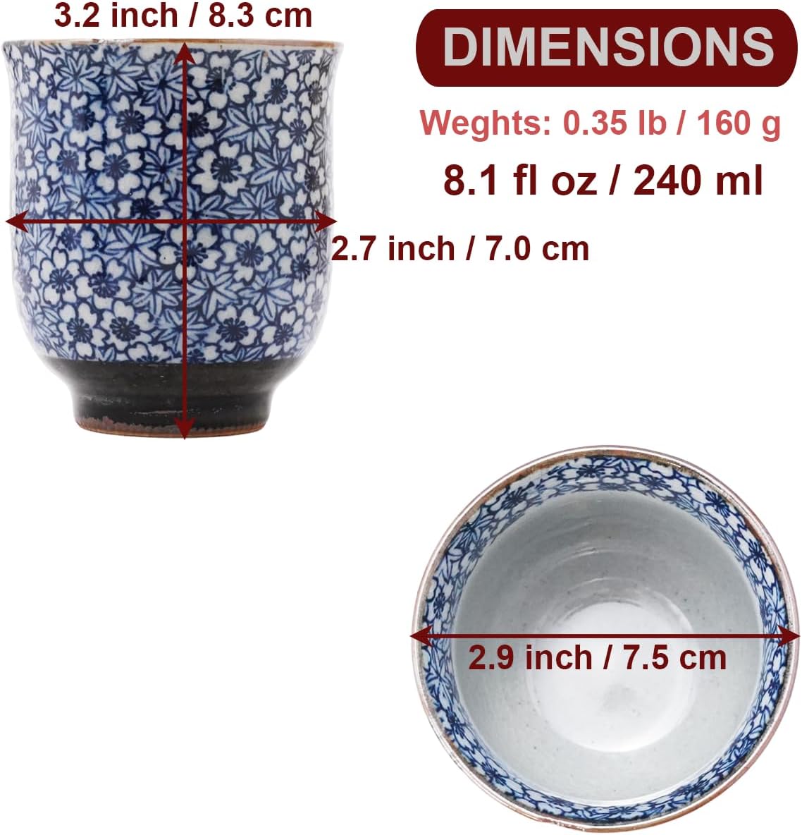 Traditional Japanese Mino Ware Sometsuke Teacup