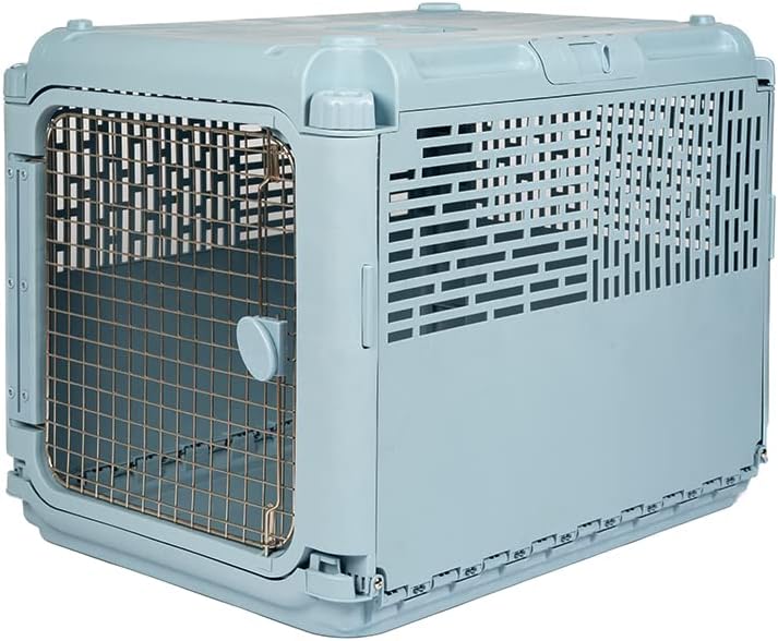 SportPet Designs Plastic Kennels Rolling Plastic Airline Approved Wire Door Travel Dog Crate. XXX-Large. Gray