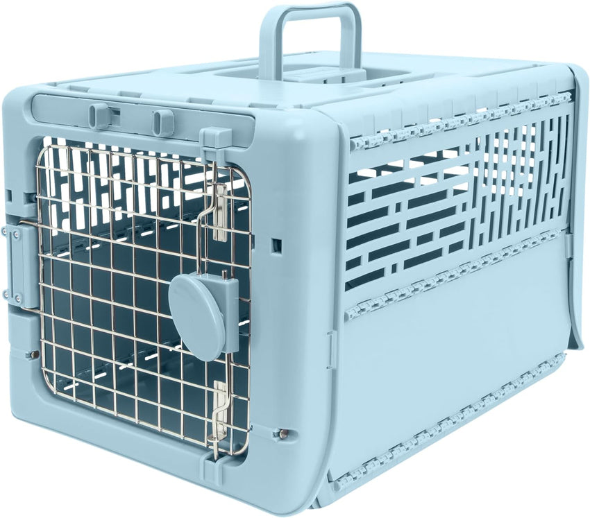 SportPet Designs Plastic Kennels Rolling Plastic Airline Approved Wire Door Travel Dog Crate. XXX-Large. Gray