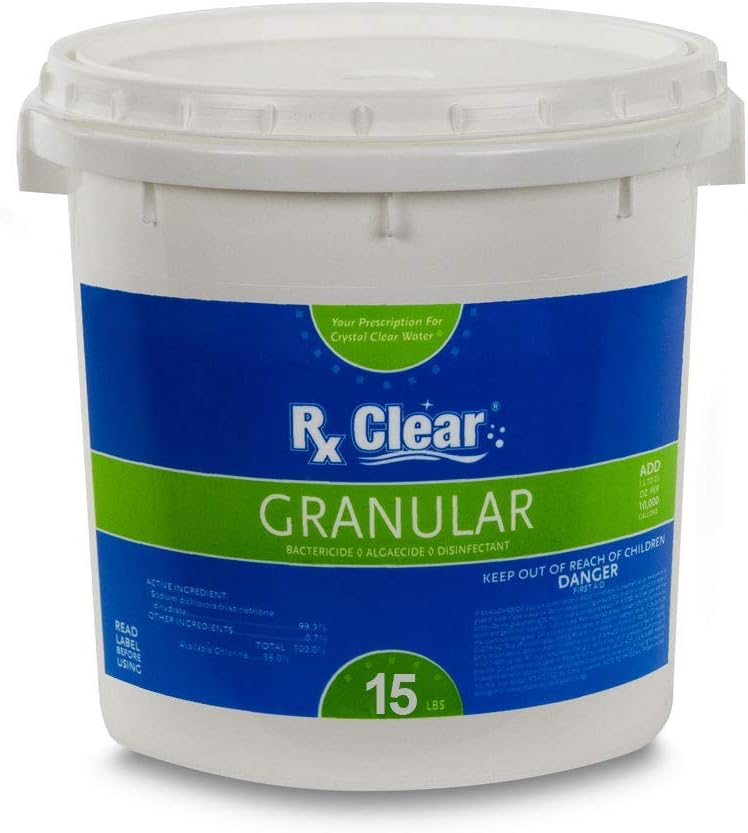 Clear Stabilized Granular Chlorine | One 50-Pound Bucket | Use As Bactericide. Algaecide. and Disinfectant in Swimming Pools and Spas | Fast Dissolving and UV Protected