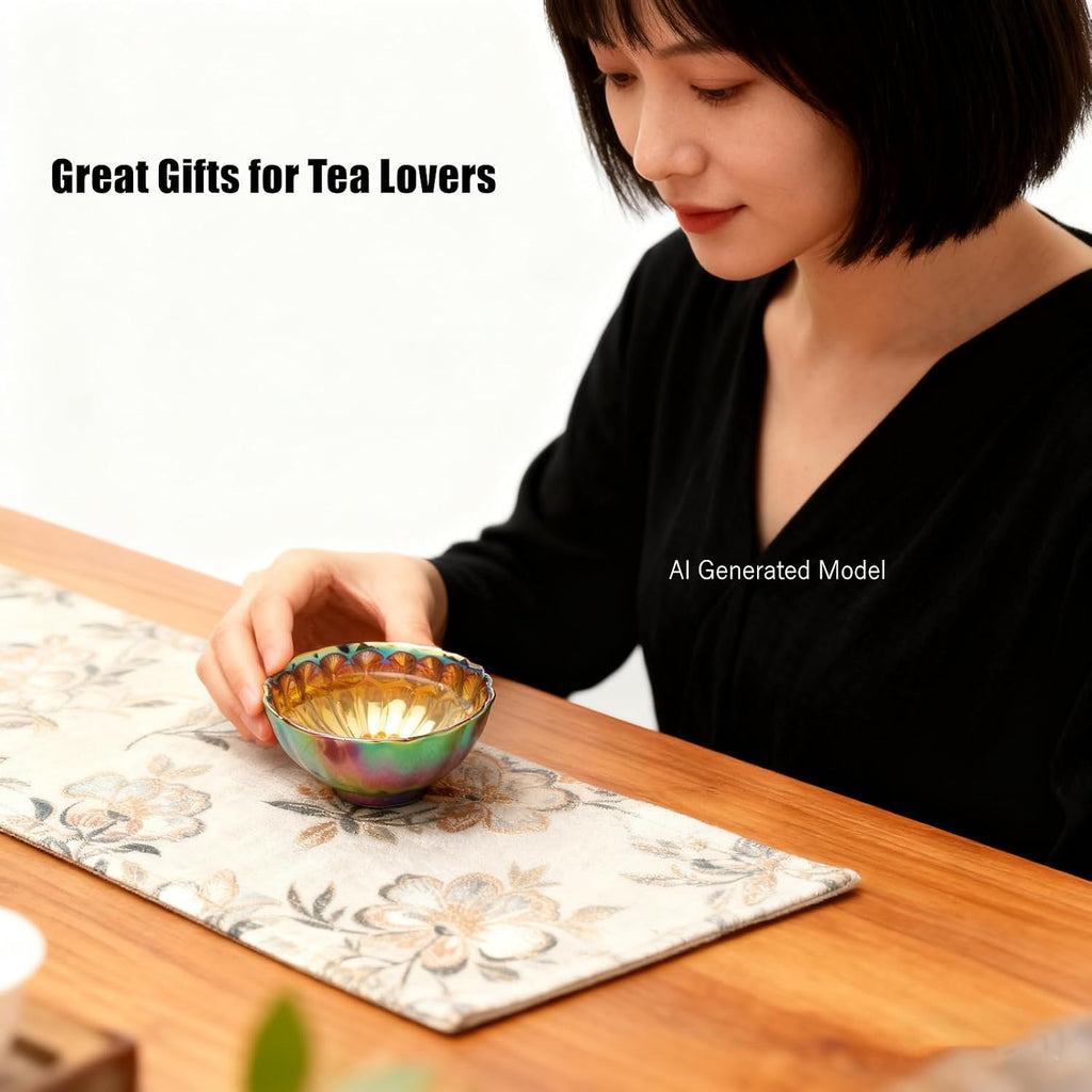 CmengAo Golden Tenmoku Tea Cup with Lotus