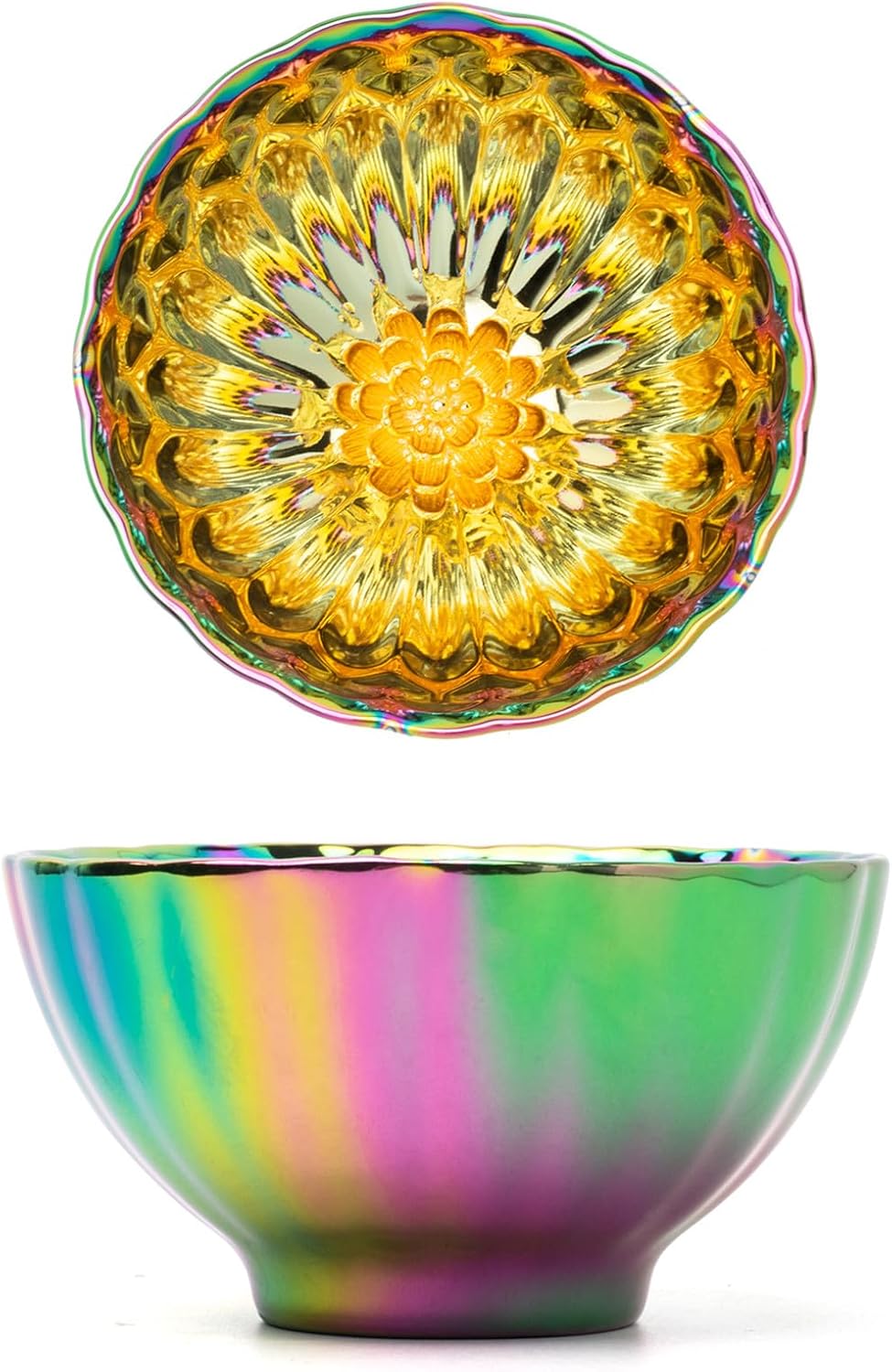 CmengAo Golden Tenmoku Tea Cup with Lotus