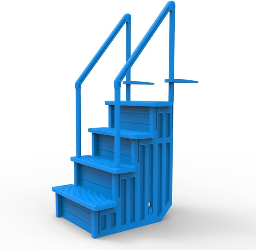 Select Anti-Slip in-Pool Steps | Gray | for Above Ground Swimming Pools | Can Mount to Decks 48 to 54 H | Safety Stairs Capacity Up to 300 lbs
