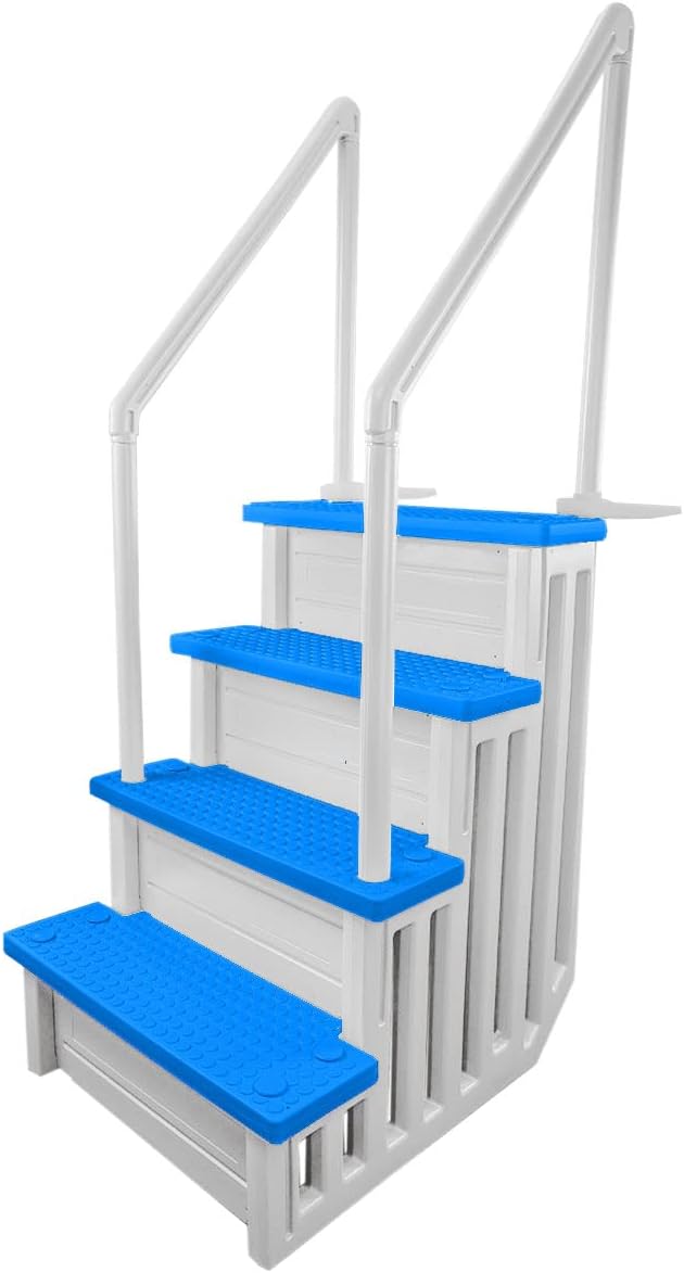 Select Anti-Slip in-Pool Steps | Gray | for Above Ground Swimming Pools | Can Mount to Decks 48 to 54 H | Safety Stairs Capacity Up to 300 lbs