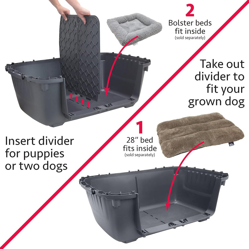 SportPet Designs Plastic Kennels Rolling Plastic Airline Approved Wire Door Travel Dog Crate. XXX-Large. Gray