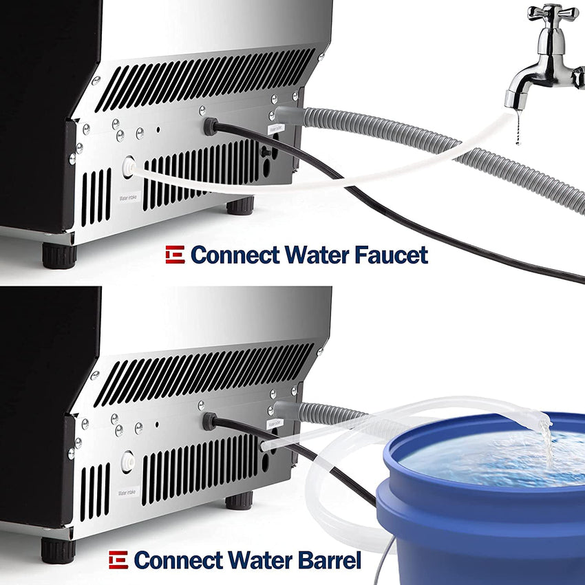 Euhomy Commercial Ice Machine. 2 Way Water Supply 100lbs/24H Stainless Steel Under Counter ice Machine with 33lbs Capacity