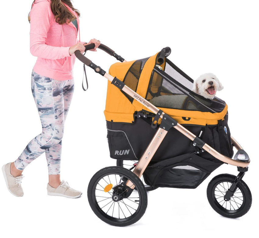 Jogging Sports Stroller with Comfort Rubber Wheels/Zipper-Less Entry/1-Hand Quick Fold/Aluminum Frame for Small/Medium Dogs. Cats and Pets (Green Camo)