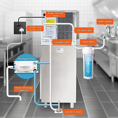 VEVOR Commercial Ice Maker. 360LBS/24H Ice Making Machine with 330.7LBS Large Storage Bin