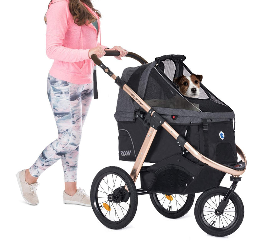 Jogging Sports Stroller with Comfort Rubber Wheels/Zipper-Less Entry/1-Hand Quick Fold/Aluminum Frame for Small/Medium Dogs. Cats and Pets (Green Camo)