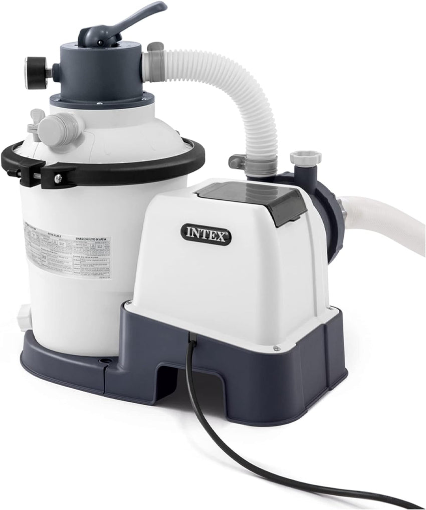 Intex 26651EG Krystal Clear 16 Inch 3.000 GPH Above Ground Pool Sand Filter Pump with Automatic Timer. GFCI. and 6 Function Control. Gray