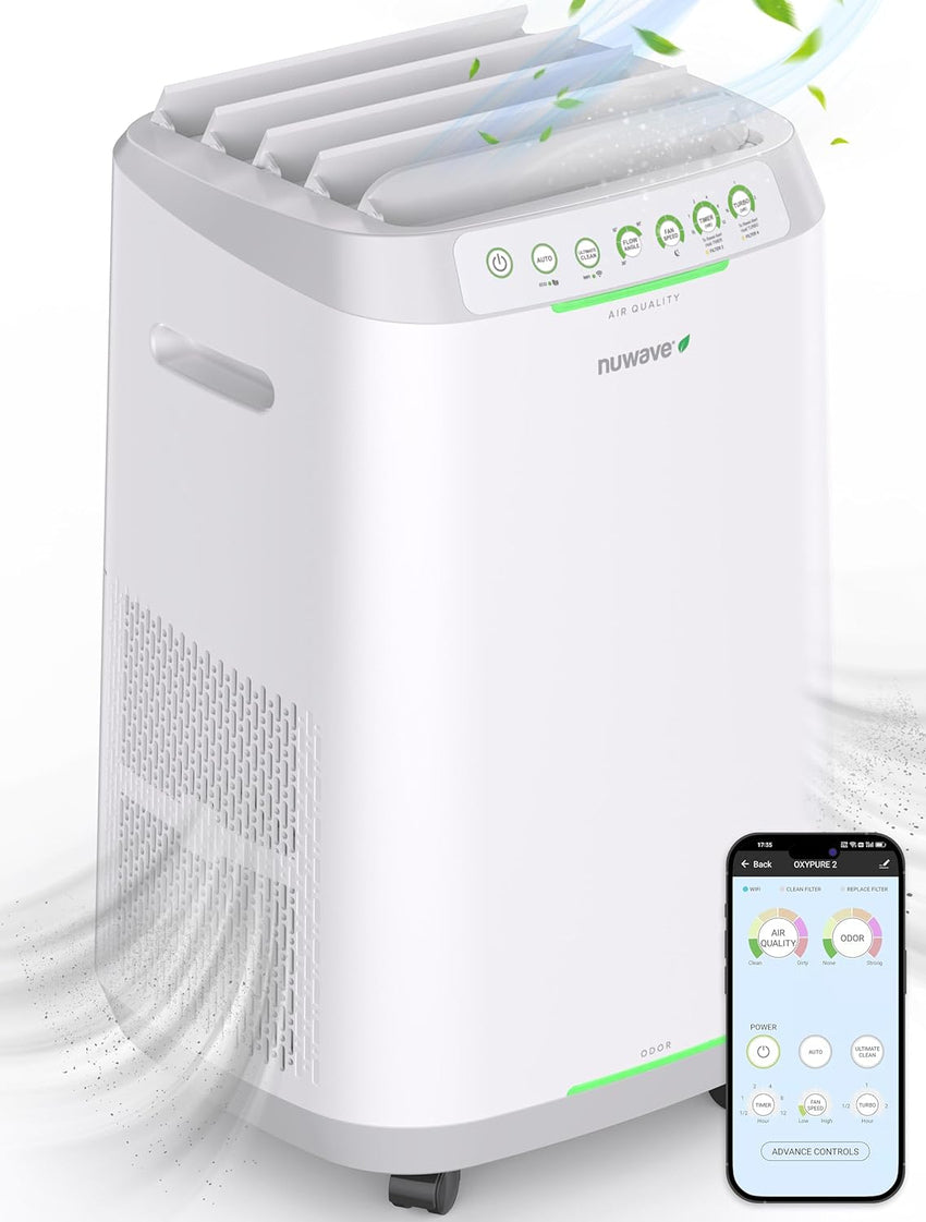 Smart Air Purifiers. ZERO Waste & ZERO Filter Replacements. Covers Up to 2002 Sq.Ft. for Home Large Room Bedroom. 30°. 60°. 90° Vents. 6 Fan Speeds. Sleep Mode. Timer. white