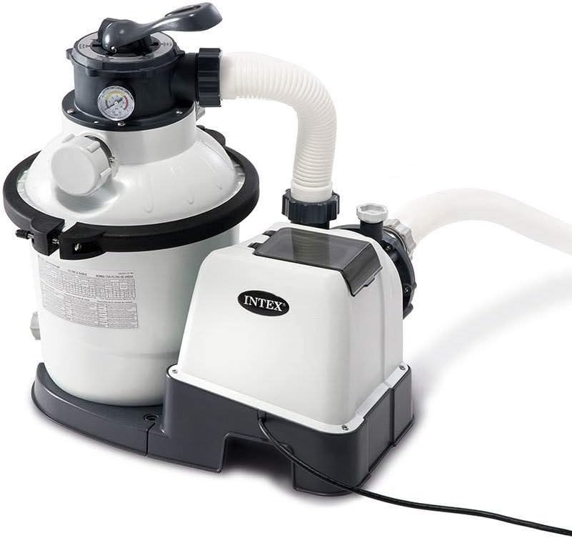 Intex 26651EG Krystal Clear 16 Inch 3.000 GPH Above Ground Pool Sand Filter Pump with Automatic Timer. GFCI. and 6 Function Control. Gray
