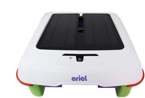 Solar Breeze Ariel Automatic Robot Solar Pool Skimmer with Easy to Empty Oversized Filter Tray and Integrated Smart Technology with Obstacle Avoidance. Plus Solar Powered Cordless Design