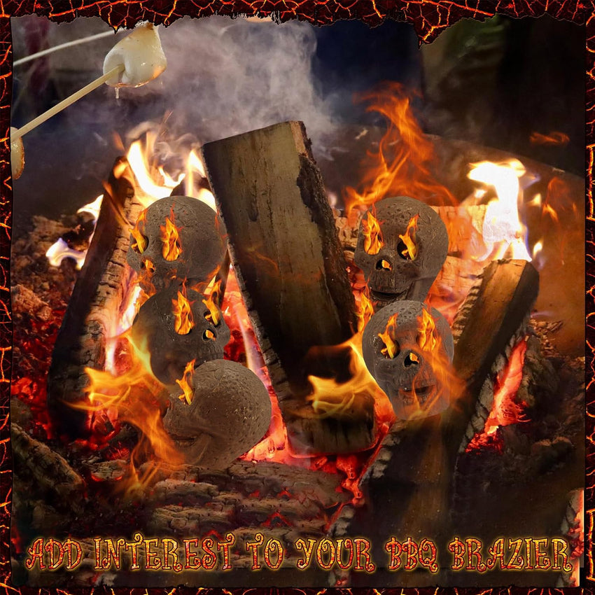 48-Pack Fire Pit Skulls. Halloween Skull Stone Decorations