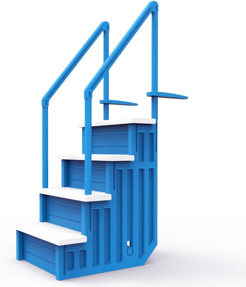Select Anti-Slip in-Pool Steps | Gray | for Above Ground Swimming Pools | Can Mount to Decks 48 to 54 H | Safety Stairs Capacity Up to 300 lbs